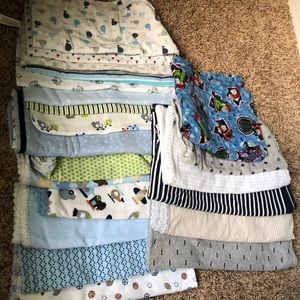 Boy receiving blankets